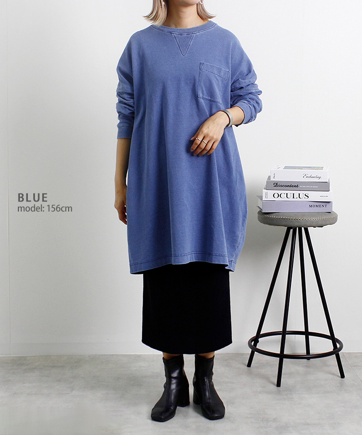 REAL STYLE チュニック 長袖 レディース デニム風 トップス カットソー