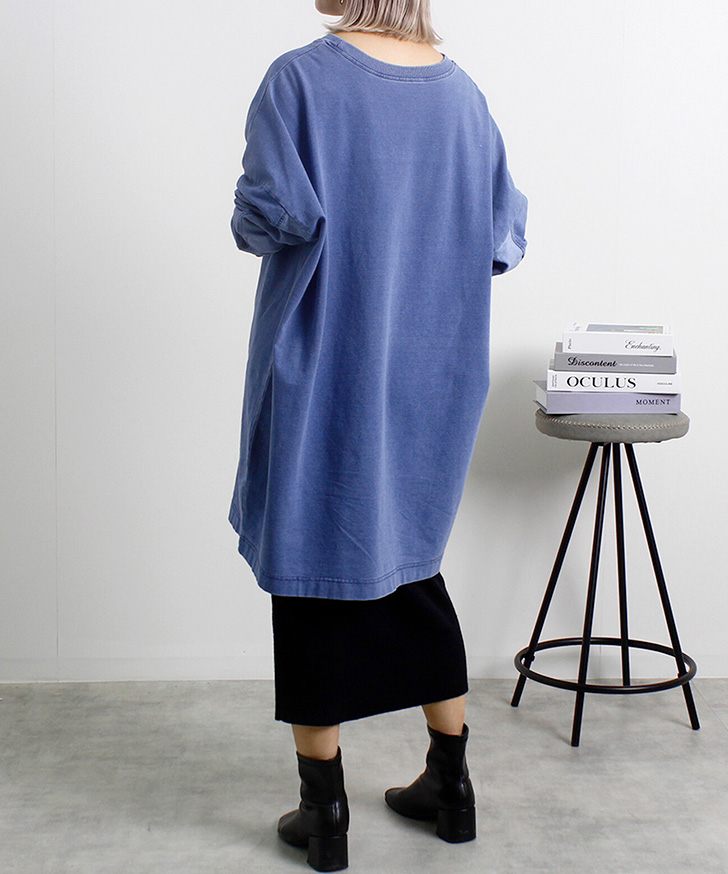REAL STYLE チュニック 長袖 レディース デニム風 トップス カットソー 
