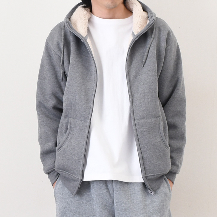 REAL STYLE ジップパーカー レディース メンズ 裏起毛 厚手 裏ボア