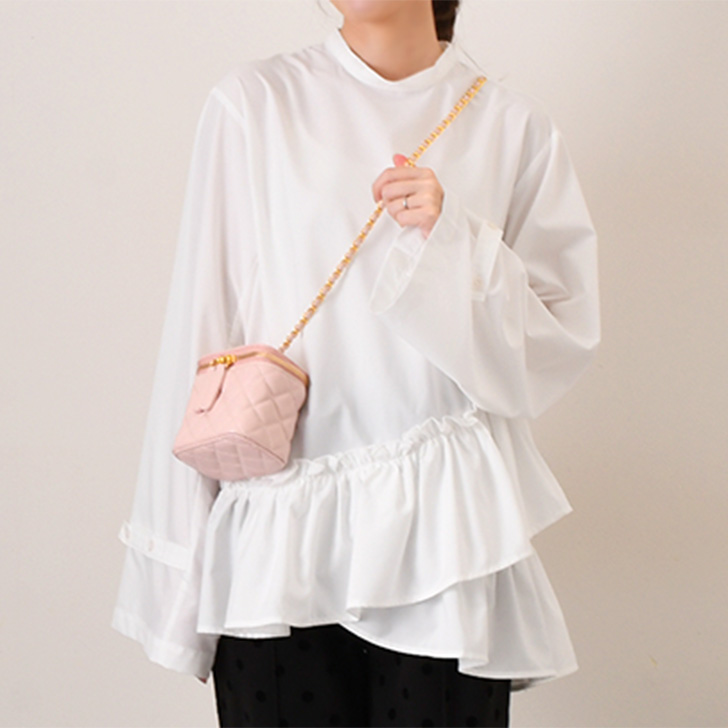 REAL STYLE ブラウス レディース 長袖 白 オフィス フリル シャツ 