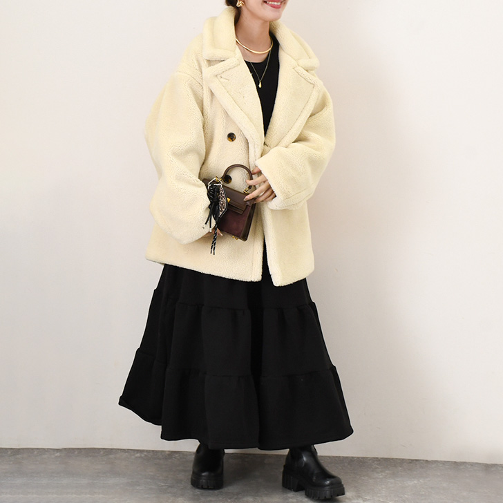REAL STYLE コート レディース 冬 ショート ボア テディベア 40代 50代 