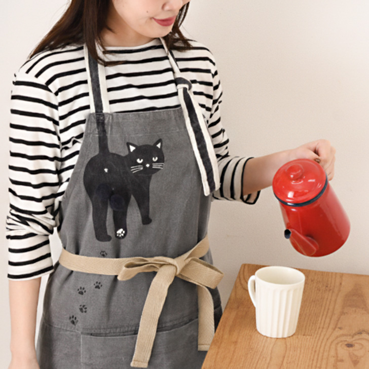 AND PACKABLE（アンドパッカブル） エプロン にゃんたま ニャンタマ 猫