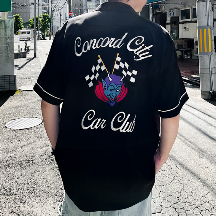 新作 半袖シャツ メンズ トップス 半袖 HOUSTON ヒューストン ボウリングシャツ 刺繍 デビル ミリタリー  アメカジ 襟付き 41179 HOUSTON（ヒューストン） 半袖シャツ メンズ トップス 半袖 ボウリング