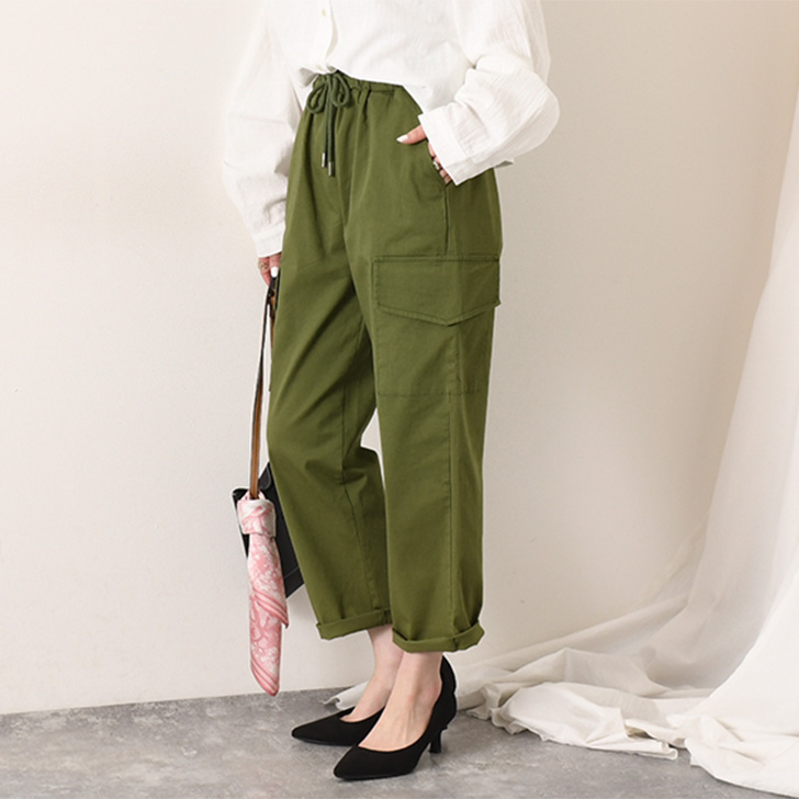 新作続 90cm 茶 ゆったりカーゴパンツ ワイドパンツ ボリュームパンツ