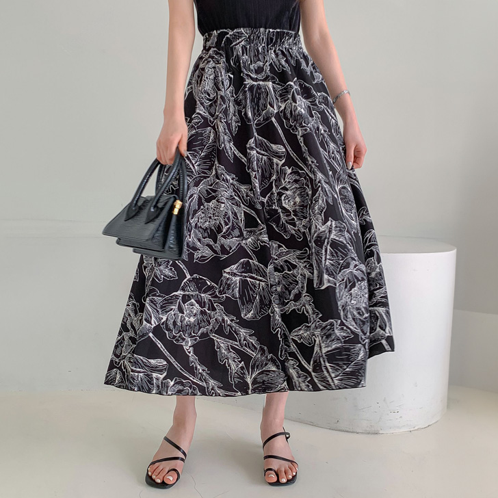 REAL STYLE スカート レディース フレア ロング 夏 涼しい 薄手 花柄