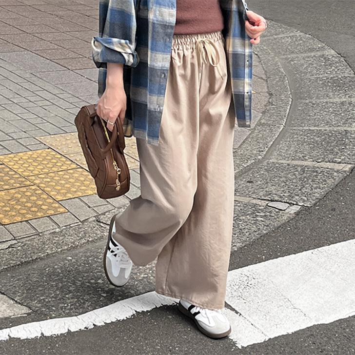 REAL STYLE ワイドパンツ レディース 秋 夏 薄手 涼しい リネン混