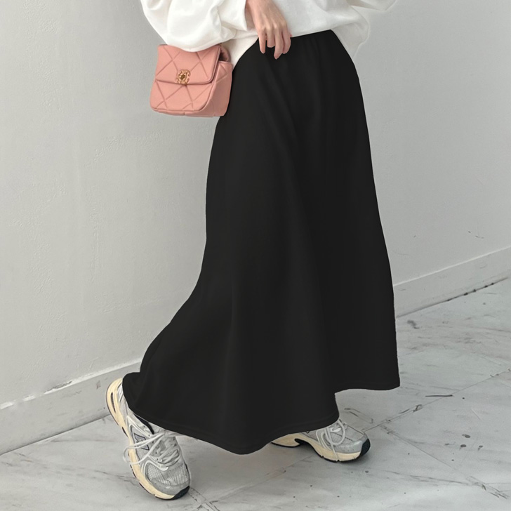 REAL STYLE フレアスカート レディース ロング 秋 ウエストゴム