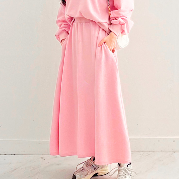 REAL STYLE フレアスカート レディース ロング 秋 ウエストゴム
