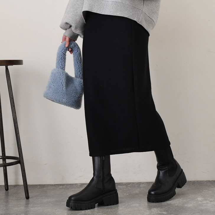 REAL STYLE タイトスカート 秋冬 ロング 起毛 ニット ウエストゴム