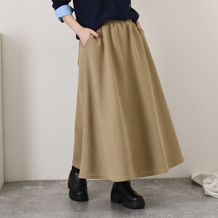 REAL STYLE ロングスカート レディース 冬 裏起毛 コーデュロイ フレア 
