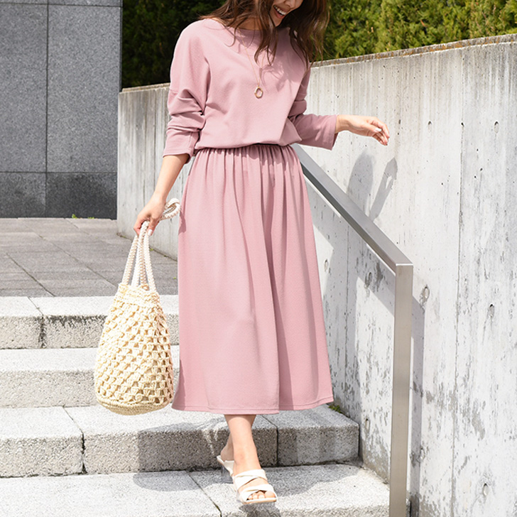 激安単価で レディース セットアップ カジュアル 26ss シンプル ロング 長袖 可愛い 上下 速乾 ボトムス トップス カットソー エンボス スカート 春 セットアップ カラー ベージュ Www Projectcorfu Com