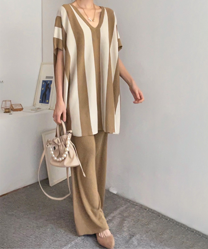 REAL STYLE セットアップ レディース 春 夏 秋 半袖 カジュアル ワイド
