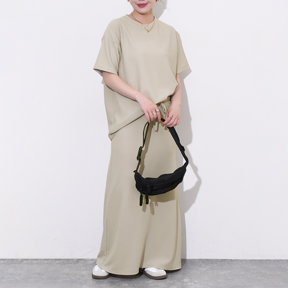 REAL STYLE セットアップ レディース 夏 涼しい 半袖 ロングスカート