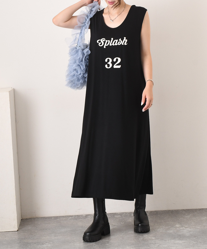 リボン付き 大人 ひざ下丈 ノースリーブ ワンピース リュクス REAL STYLE（ファッション） ワンピース レディース ロゴ