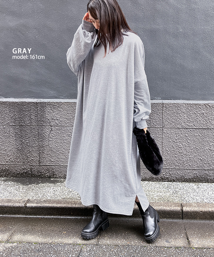 ワンピース ロング丈 フレア マキシ丈 コート風 Vネック b3061 rt1208-01.jpg
