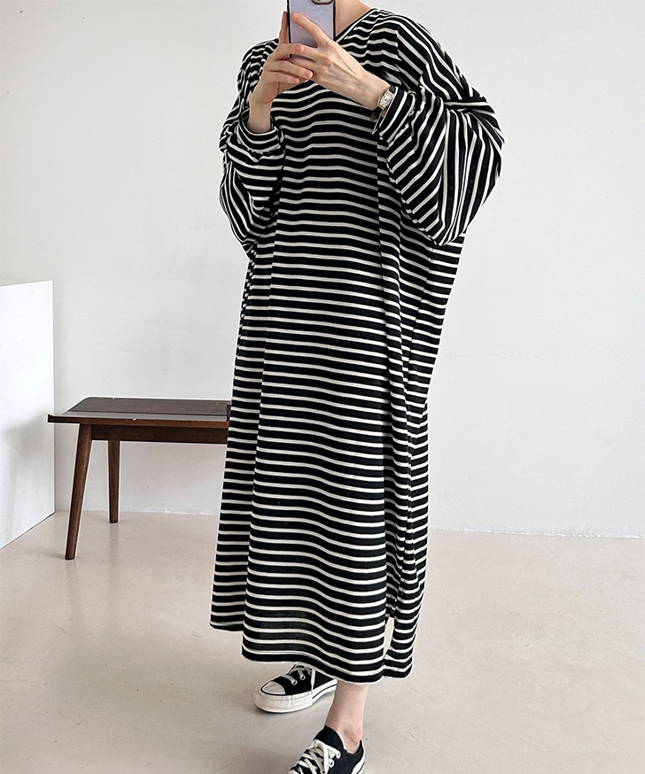 ワンピース ボーダー柄 大人かわいい デイリー REAL STYLE（ファッション） ワンピース レディース 長袖 秋 冬