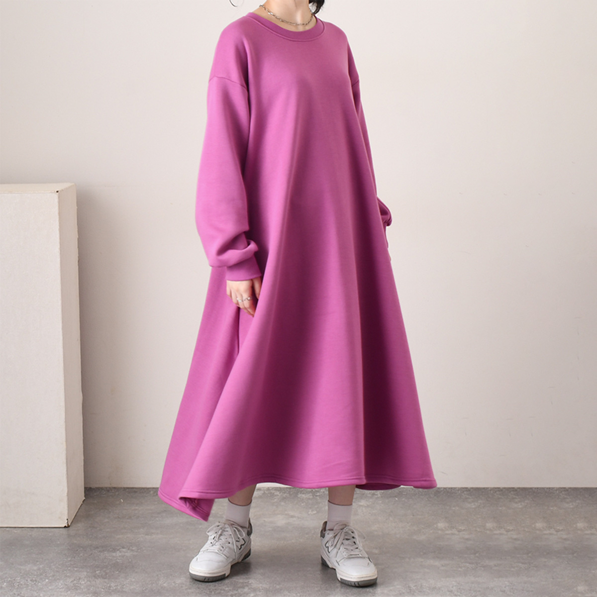 REAL STYLE ワンピース レディース 長袖 裏起毛 スウェッ ト 秋 冬