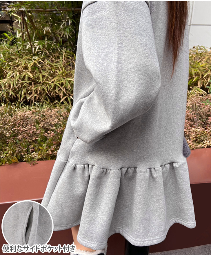 REAL STYLE ワンピース レディース 厚手 長袖 秋 冬 裏起毛 膝丈 ひざ