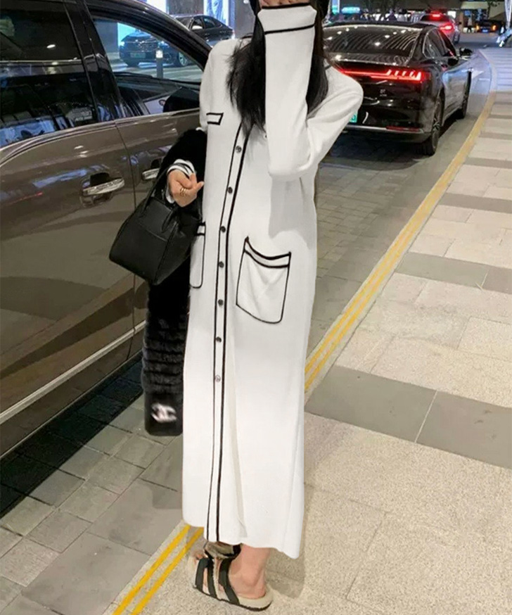 REAL STYLE ワンピース レディース 秋 冬 長袖 ロング ニット きれいめ