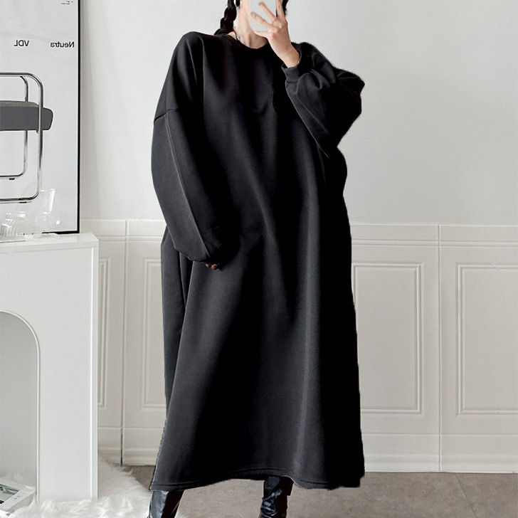 REAL STYLE ワンピース レディース 秋 冬 春 長袖 裏起毛 ロング