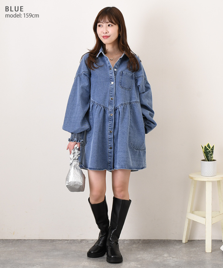 REAL STYLE（ファッション） ワンピース 長袖 春 デニム シャツ