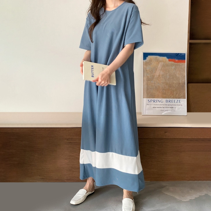 夏のゆったりシンプルワンピース♪普段着＆アウトドアに最適♪ 春夏シンプルゆったりワンピース♪お出かけ・普段着・アウトドア