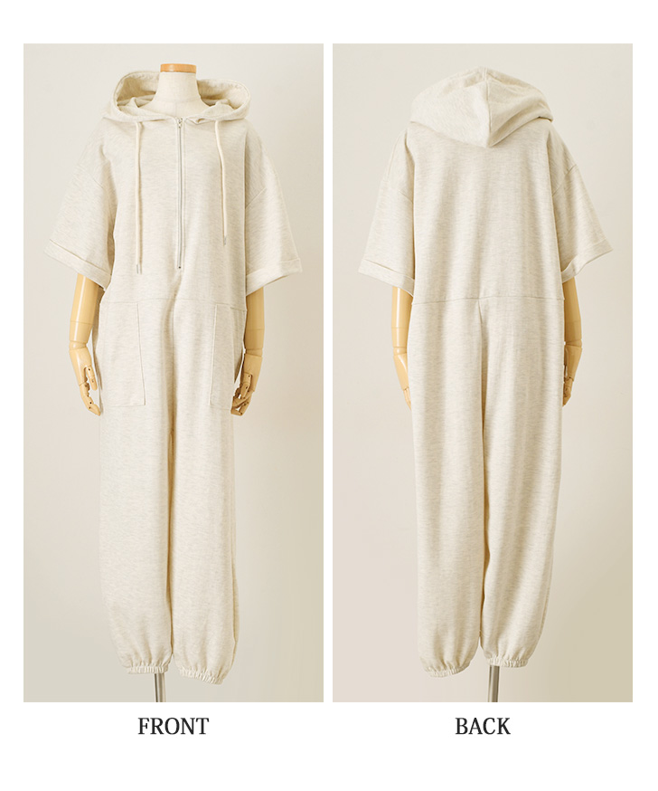 REAL STYLE オールインワン レディース 半袖 つなぎ ジャンプスーツ