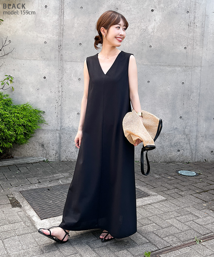 REAL STYLE ワンピース レディース 夏 ロング マキシ ノースリーブ V