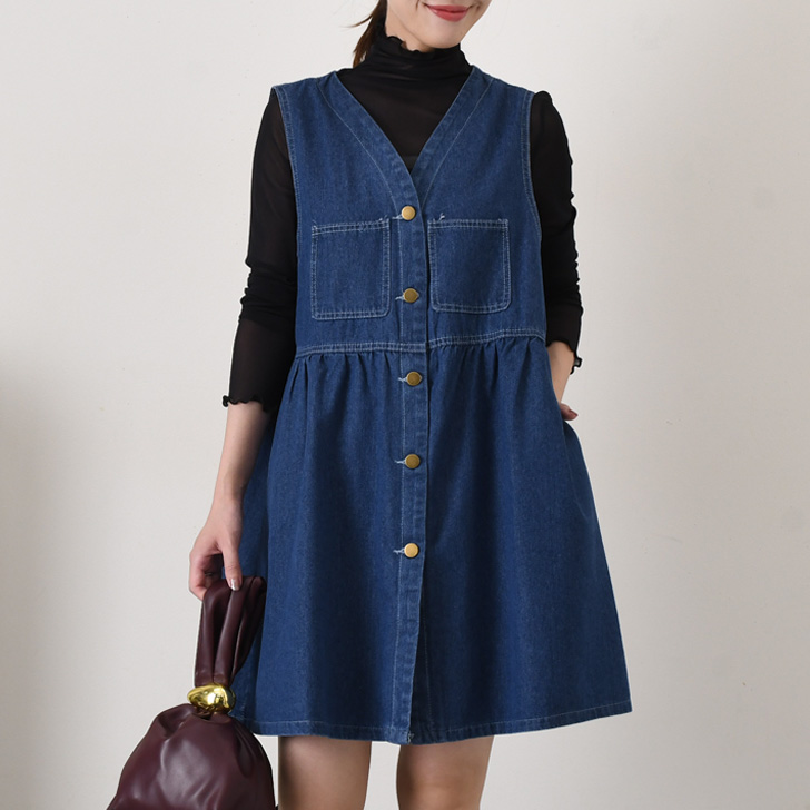 REAL STYLE ワンピース レディース 春 夏 秋 冬 デニム 薄手 ミニ