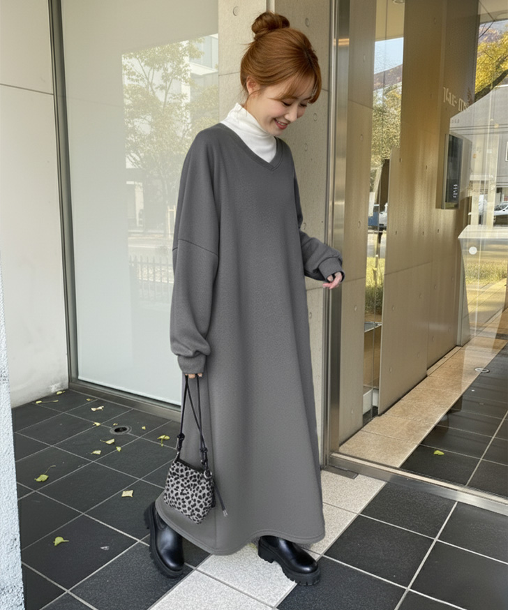 REAL STYLE ワンピース レディース ロング マキシ 長袖 秋 薄手 ライト