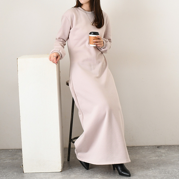 REAL STYLE ワンピース レディース マキシ 高身長 ロング 長袖 冬 裏