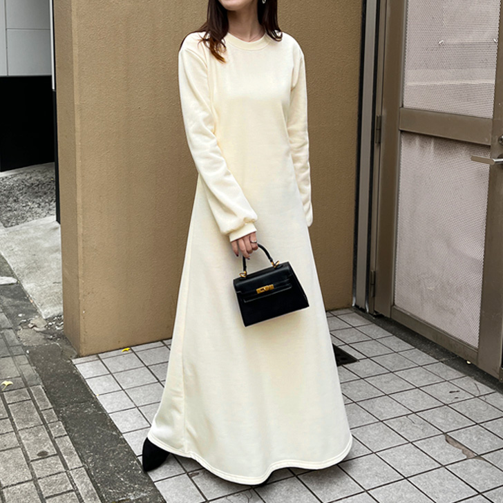 REAL STYLE ワンピース レディース マキシ 高身長 ロング 長袖 冬 裏