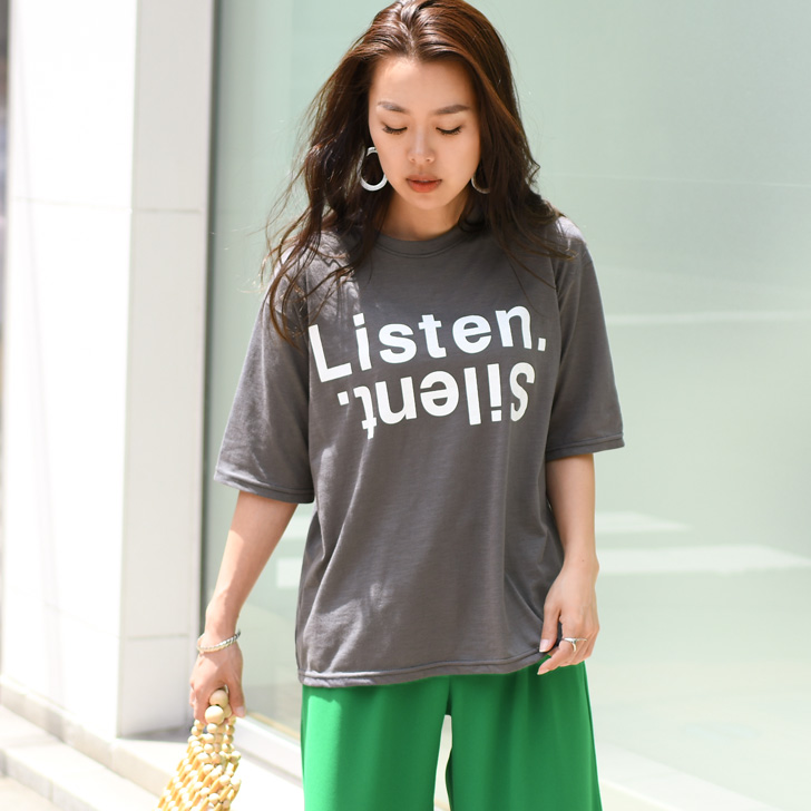 Tシャツ レディース 半袖 ロゴ 韓国 黒 カットソー トップス