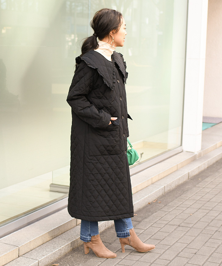 新品本物 中綿リバーシブルコート 黒 白 モノクロ シンプル 可愛い 大人 韓国 レディース 秋 冬 防寒 ファッション Fucoa Cl