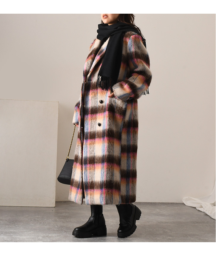 REAL STYLE（ファッション） チェスターコート ロング チェック