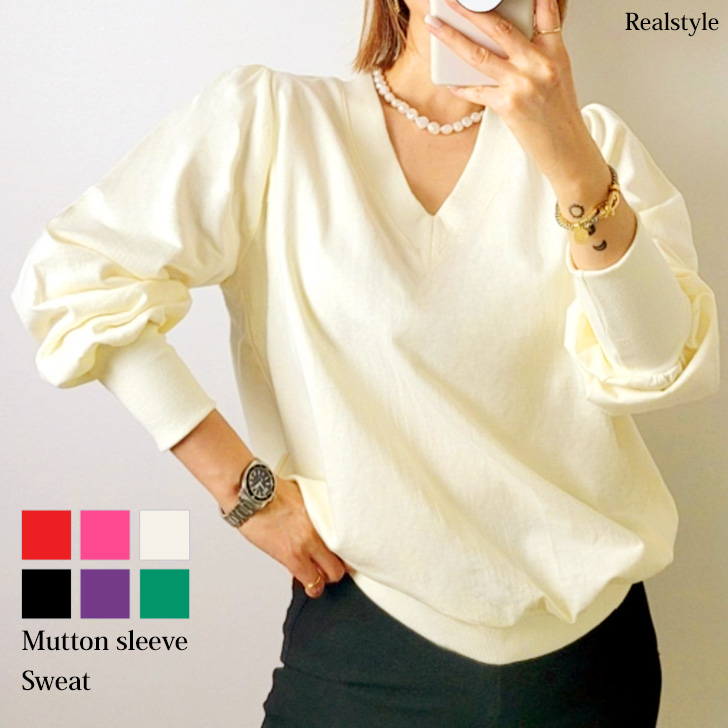 REAL STYLE スウェット スエット レディース 秋 冬 長袖 シンプル