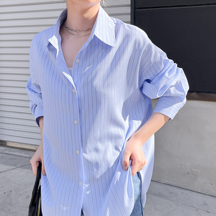REAL STYLE（ファッション） シャツ レディース 長袖 ストライプ