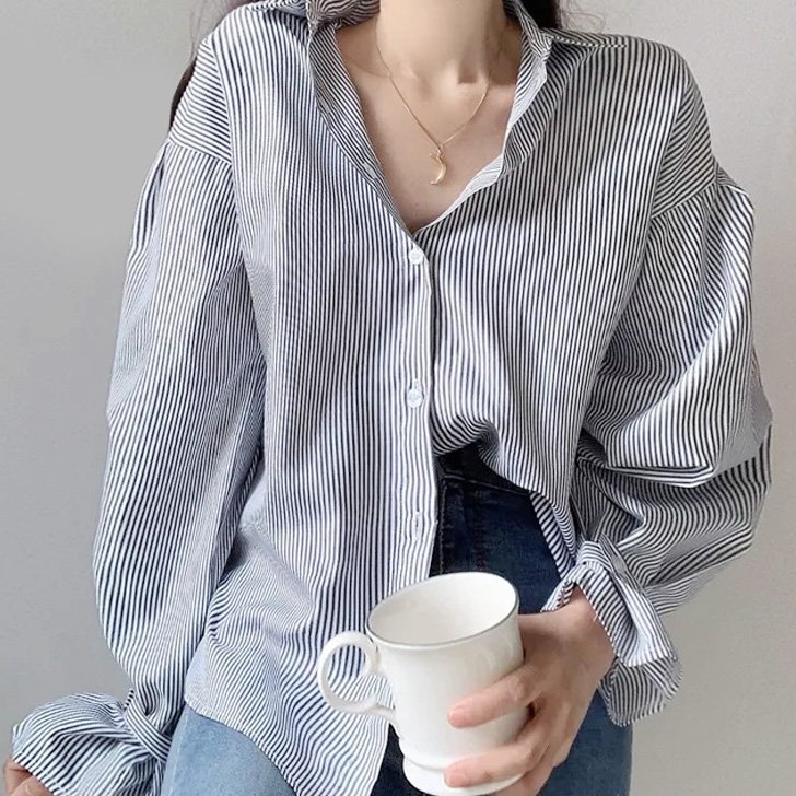 REAL STYLE ストライプシャツ レディース 長袖 ブラウス オフィス