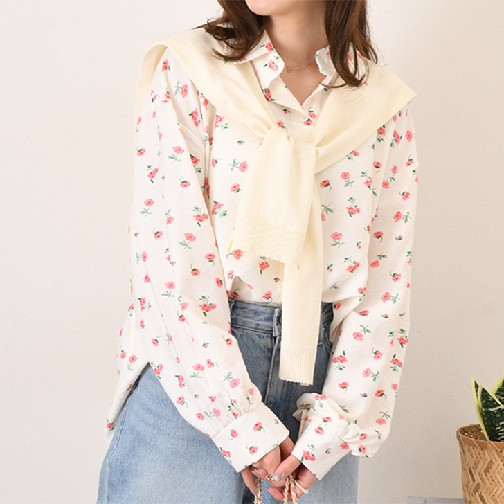 REAL STYLE シャツ レディース 2点セット 肩掛けニット付き 長袖