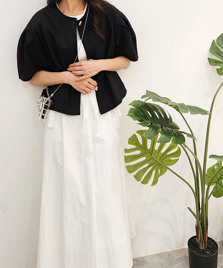 REAL STYLE ノーカラー ライトジャケット レディース 夏 シャツ