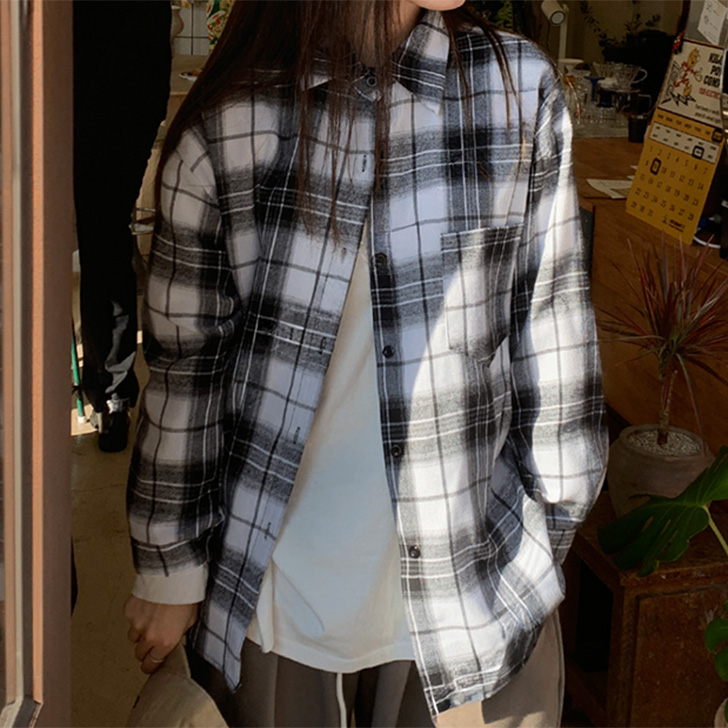REAL STYLE シャツ レディース チェック柄 長袖 秋 冬 大きい ロング