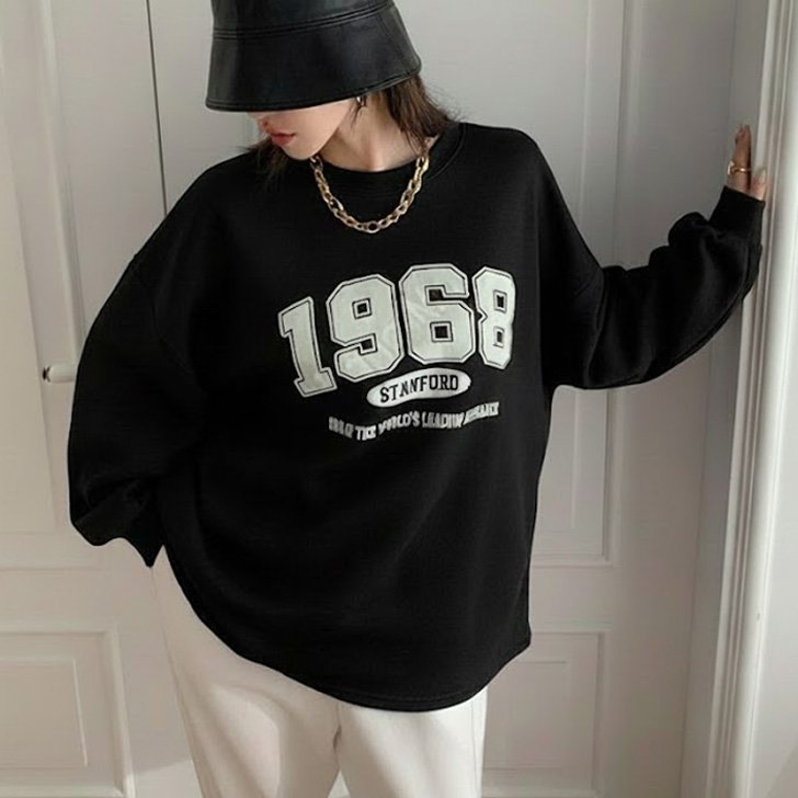 REAL STYLE スウェット レディース 裏起毛 ロゴプリント ゆったり
