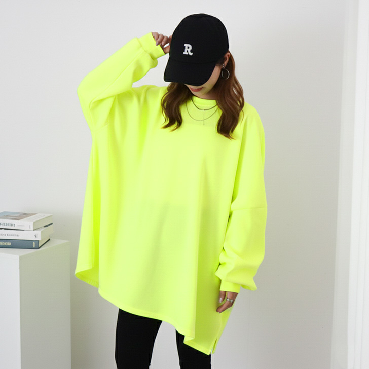 REAL STYLE カットソー Tシャツ チュニック レディース 長袖 薄手 無地 