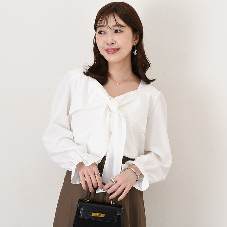 REAL STYLE ブラウス シャツ 長袖 レディース 白 オフィス カジュアル