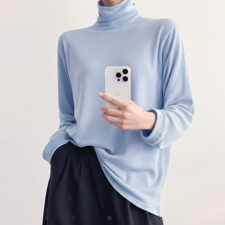 REAL STYLE カットソー レディース 長袖 裏起毛 ハイネック 大きい
