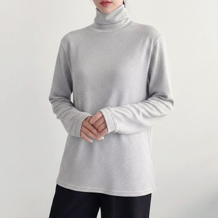 REAL STYLE カットソー レディース 長袖 裏起毛 ハイネック 大きい