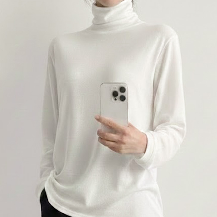 REAL STYLE カットソー レディース 長袖 裏起毛 ハイネック 大きい
