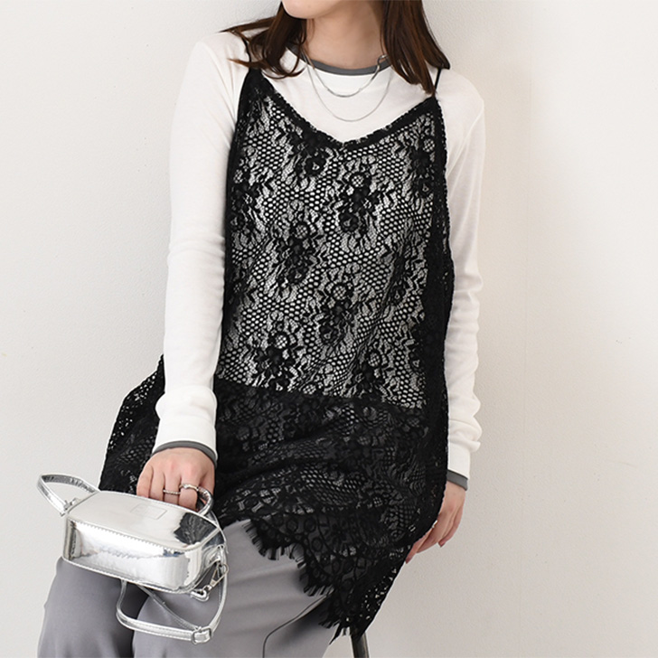 REAL STYLE レース キャミソール 重ね着 ロング レディース レイヤード REAL STYLE レース キャミソール 重ね着 ロング レディース レイヤード