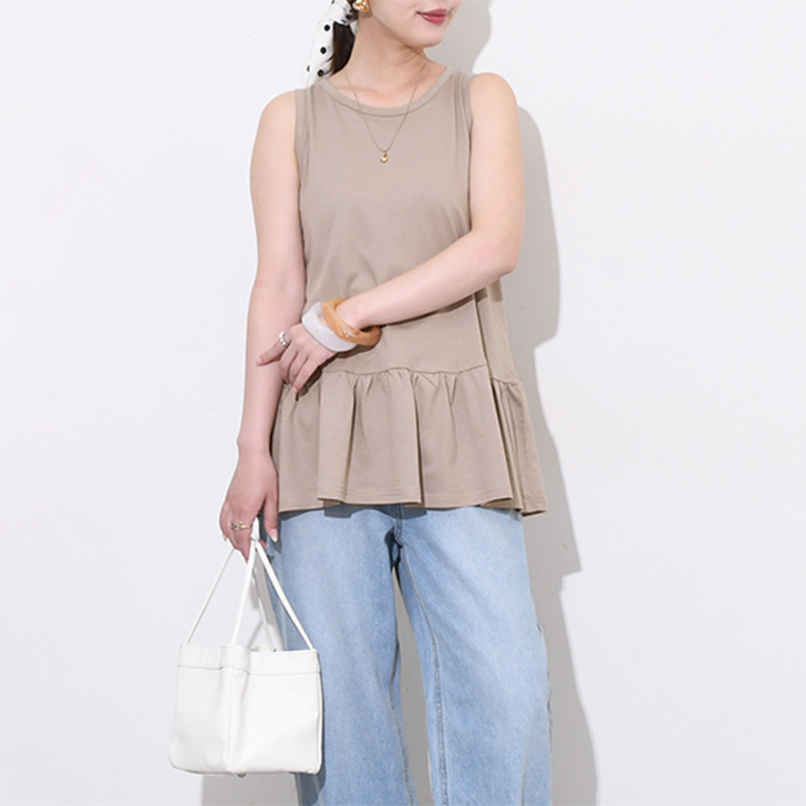REAL STYLE カットソー レディース ノースリーブ 夏 ロング タンク