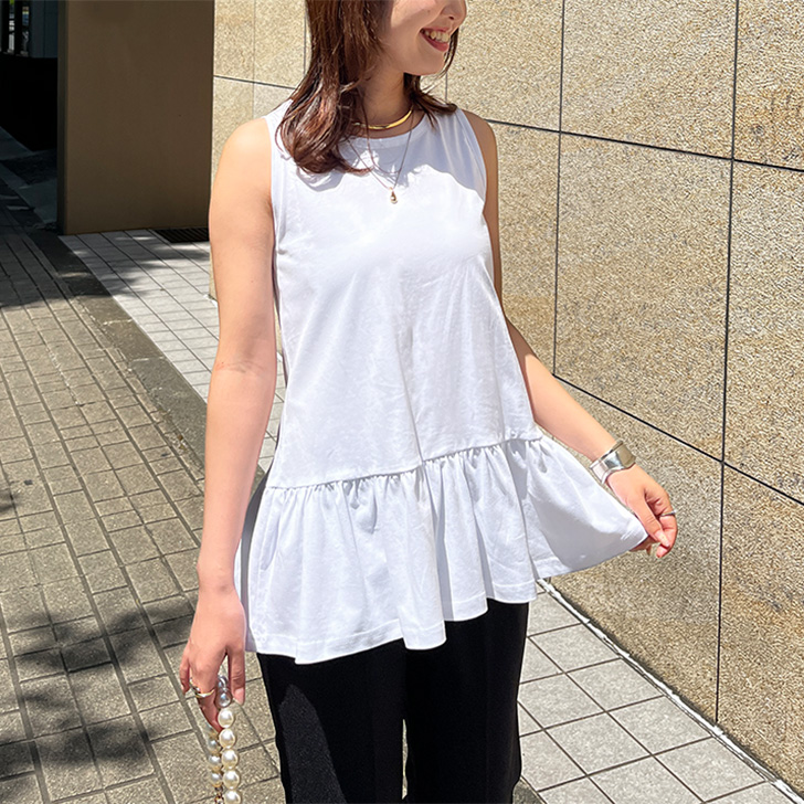 REAL STYLE カットソー レディース ノースリーブ 夏 ロング タンク